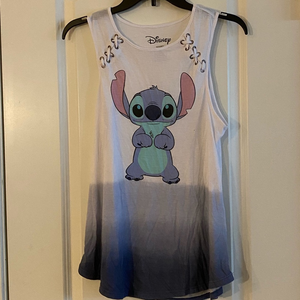 Disney Stitch tank top ombré blue white